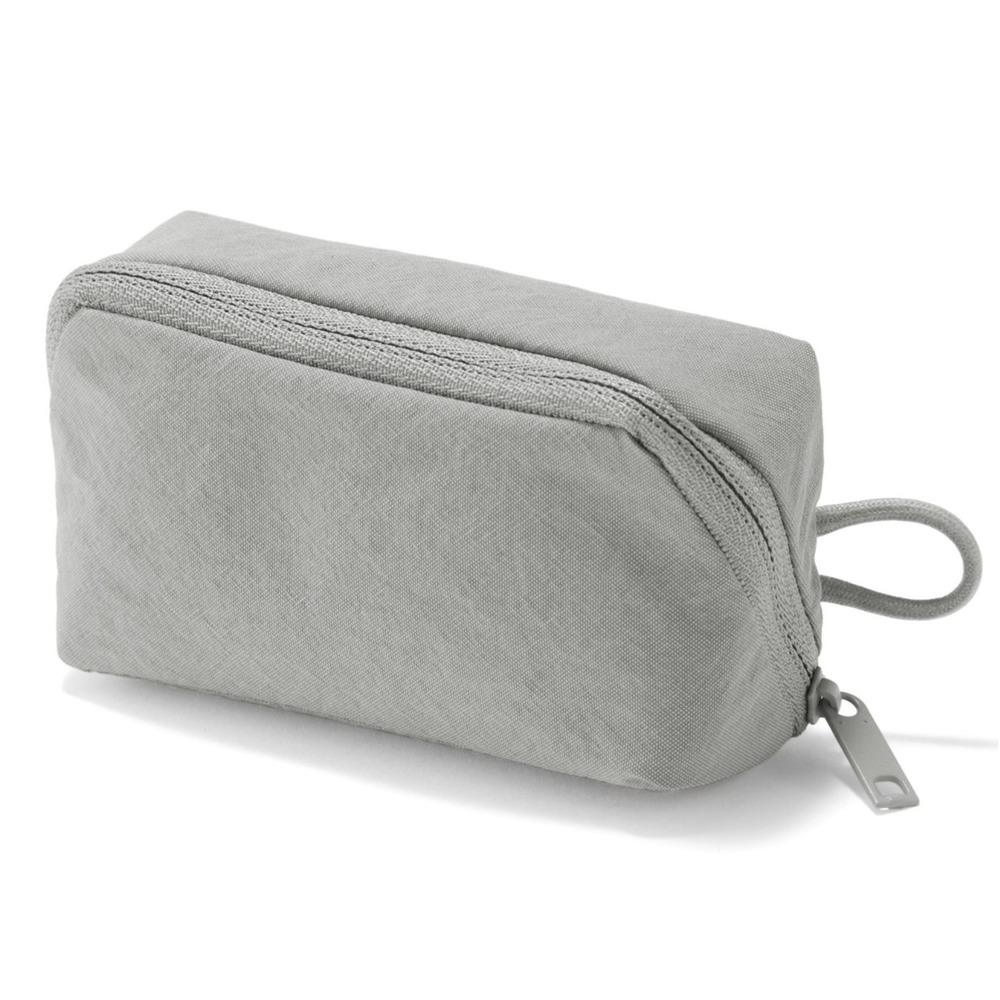NEW MUJI Wrinkle Nylon Wide Opening Pouch Gray Small Organizer JAPAN - Picture 2 of 10